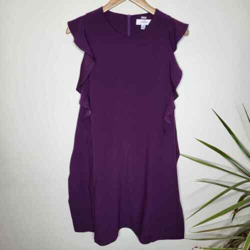 Carven Sleeveless Ruffle Accent Dress - Purple - image 1