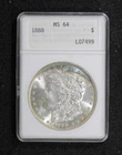 1888 P Morgan Silver Dollar MS 64 ~ OLD ANA HOLDER ~ Color Toning!! - GORGEOUS!!