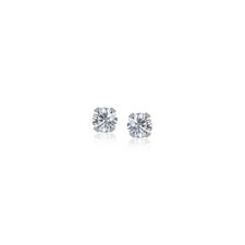 14k White Gold White Cubic Zirconia Stud Earrings 2mm 