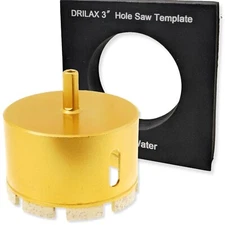 Drilax 3 inch Diamond Hole Saw Drill Bit Marble, Concrete, Stone, Tile, Brick