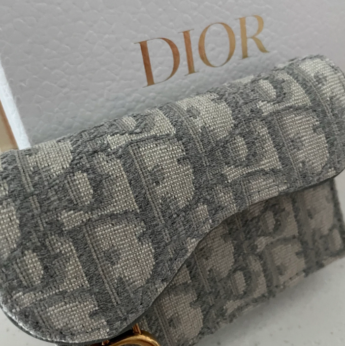 Dior Saddle Flap Card Holder Grey Dior Oblique Jacquard / 100