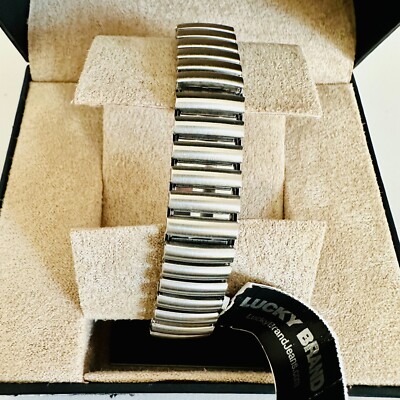 LUCKY BRAND LAVENDER FACE STAINLESS STEEL STRETCH BRACELET 
