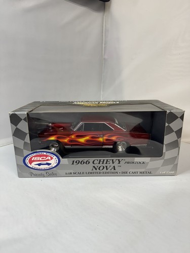 *RARE* ERTL 1/18 - 1966 Chevy Pro Stock Nova - Candy Red / Flamed *ISCA #1*