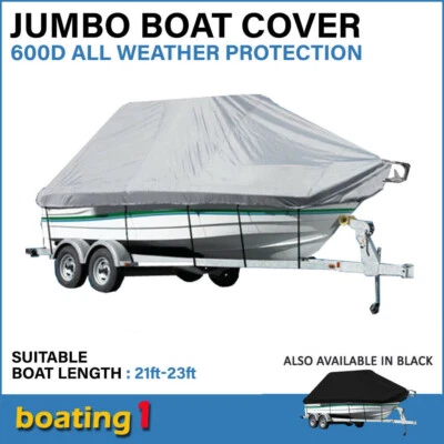 21ft-23ft / 6.4m-7.0m Trailerable Jumbo Boat Cover - Grey - image 1 of 4