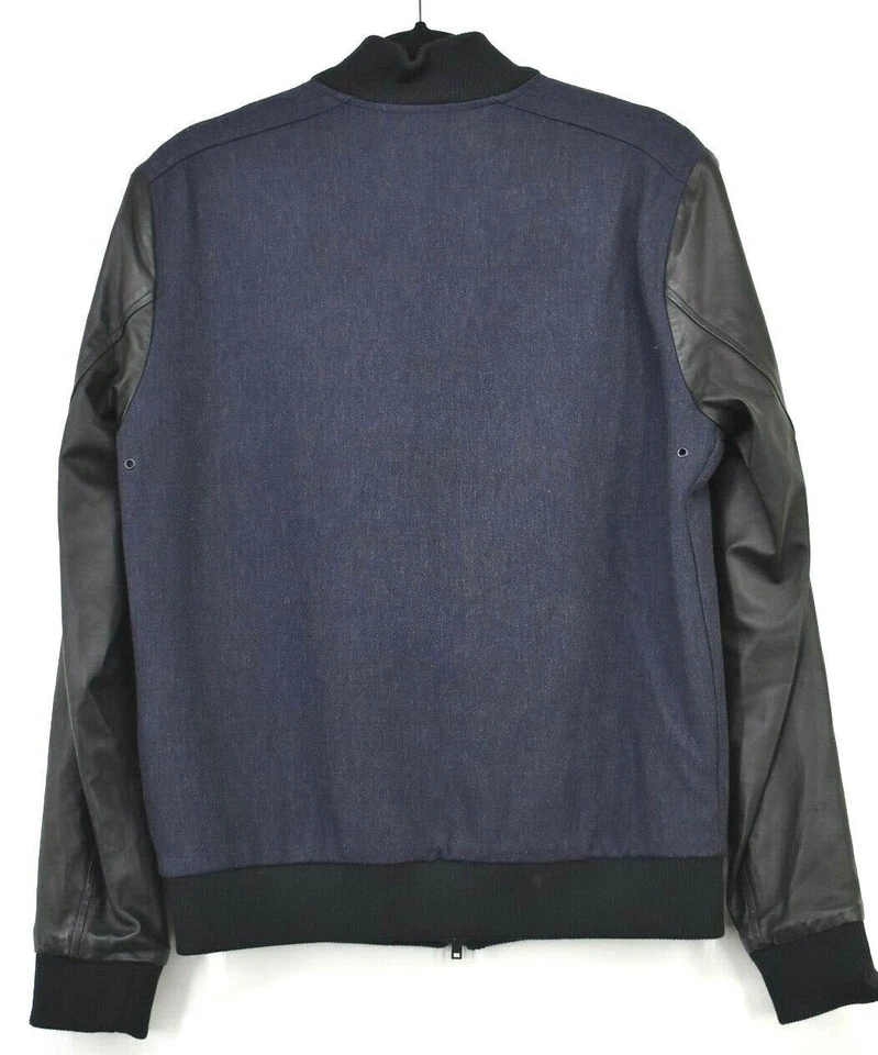 Theory 男式全拉链长袖拉链口袋休闲人造皮革夹克 S — 第 3/4 张图片