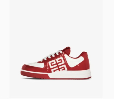 Givenchy G4 White and Red Patent Leather Low Tops Sneakers Size 47. NWB