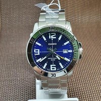 Casio MTP-VD01D-2B Enticer Serie Analog Blaues Zifferblatt Edelstahl Herrenuhr