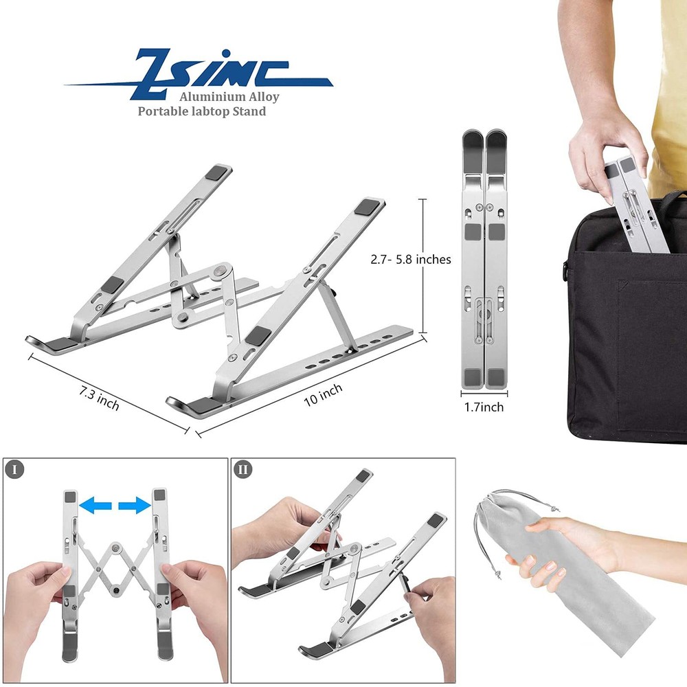 Adjustable Aluminum Foldable Laptop Stand for Desk Ergonomic Riser