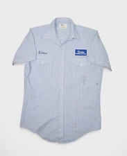 Vintage Riverside Shirt Mens 15.5 80s Workwear Hickory Stripe Chain Stitch USA