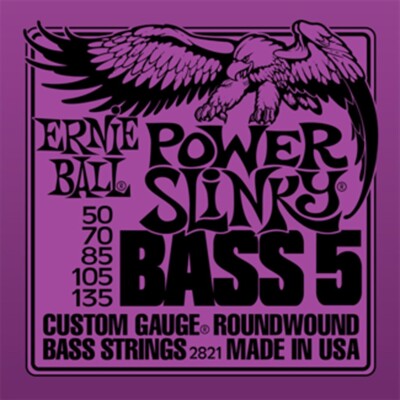 Ernie Ball 2821 Power-Slinky 5-String Nickel Wound Bass Strings (50-135)