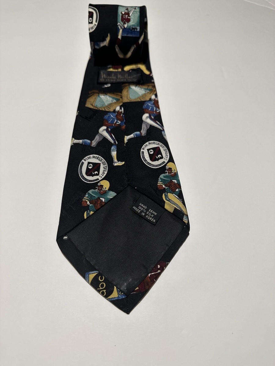 Vintage Football Tie ABC Wide World Of Sports Retro Silk Nicole Miller Gift View 6