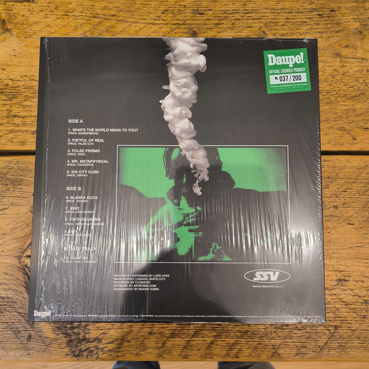 Lord Apex SSV2 Vinyl Smoke Sessions Vol 2 2XLP Green Hip Hop Daupe