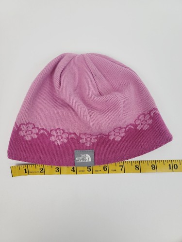 The North Face Youth Kids Girls Warm Winter Beanie Hat One Size Pink Flower - Picture 9 of 14