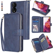For TCL 50 5G Wallet Case 9Card Zipper Slots Kickstand Flip Leather Phone Case