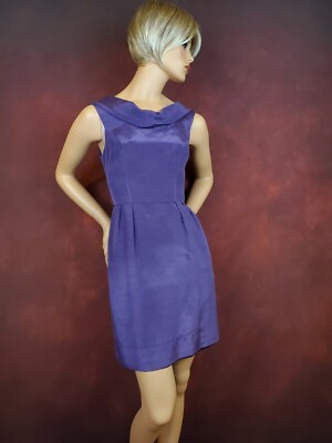 Thread Women's Wear to Work Dress 10 Plunging Back Purple Sleeveless Sheath