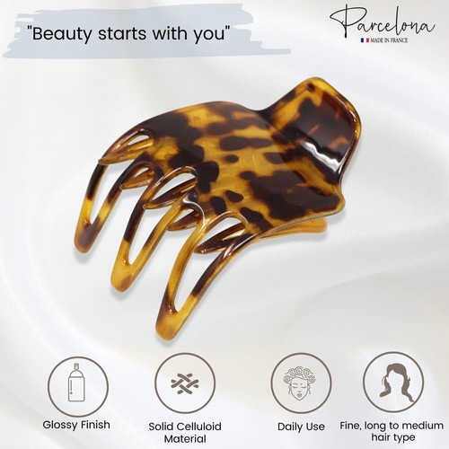 Parcelona French Wide Paw Medium Celluloid Side Slide Yoga Hair Claw for Women - Picture 23 of 30