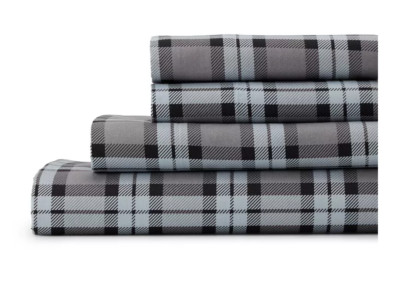 NEW Cuddl Duds FULL size microfiber soft & cozy 4 piece sheet set Blue Plaid