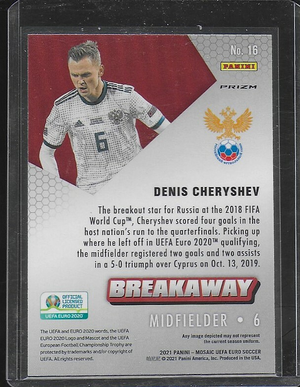 2021 Panini Mosaic UEFA Euro 2020 - Breakaway Denis Cheryshev #16