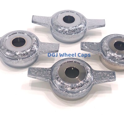 Engraved Zenith Cut Chrome Knock-Off Spinners for Lowrider Wire