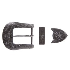 1-1/2" Engraved Western Cowboy Longhorn  Star Belt Buckle Set for Leather Craft