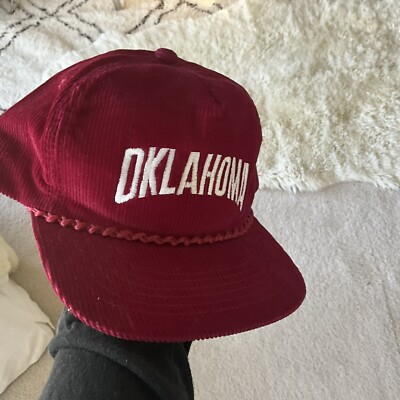 Vintage Oklahoma CORDUROY Hat Cap 90s Young An Strapback Mint A+