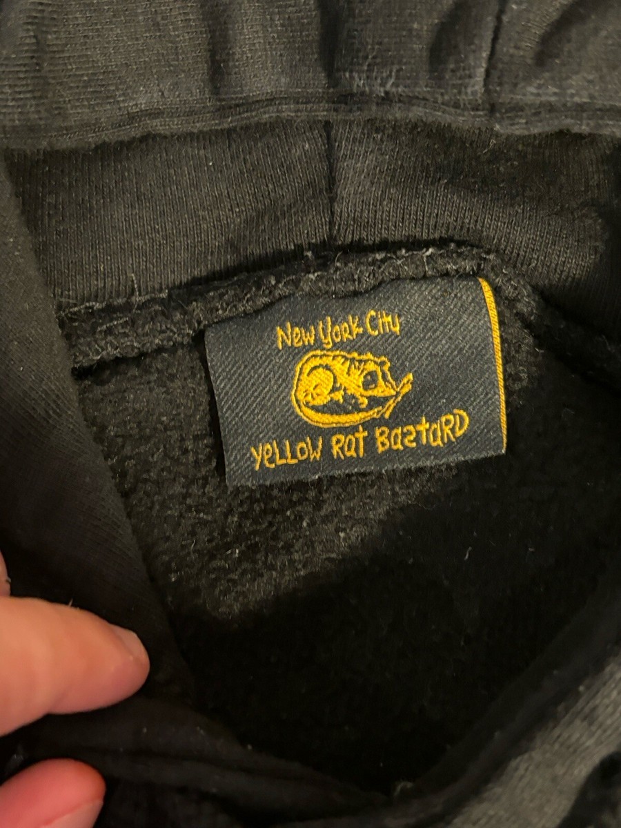 VINTAGE Yellow Rat Bastard Hoodie Mens XL Black Graphic NYC VINTAGE Yellow Rat Bastard Hoodie Mens XL Black Graphic NYC