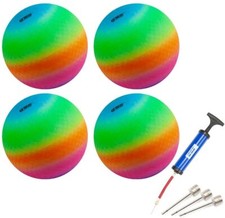 8.5-inch Classic Inflatable Rainbow Playground Balls 4 PACK 