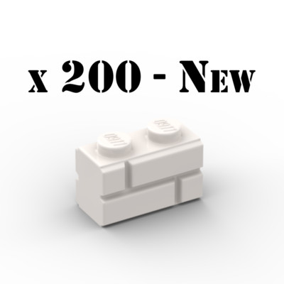 200x LEGO 98283 Brick (Masonry) 1x2 White - Wandstein PAB Wall weiß