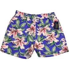 Polo Ralph Lauren Blue Swim Trunks Floral Board Shorts Blue Green White Pink $98