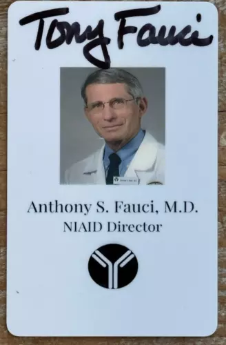 DR. ANTHONY FAUCI Replica NIAID Badge SIGNED AUTOGRAPHED CARD