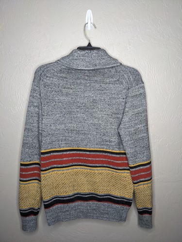 Maglione cardigan GAP uomo piccolo grigio righe scialle bottoni pesanti davanti preppy - Foto 8 di 8