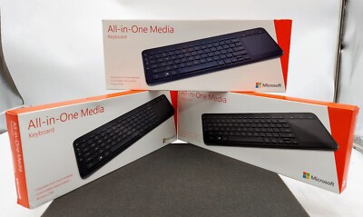LOT OF 3 Microsoft 1496 - All-In-One Media Wireless Keyboard with Track Pad