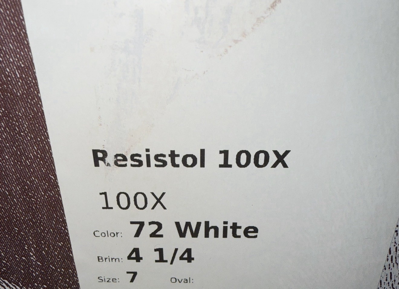 Resistol 100x Beaver In Pure White-Size 7-Open Crown-Flat Brim image 5