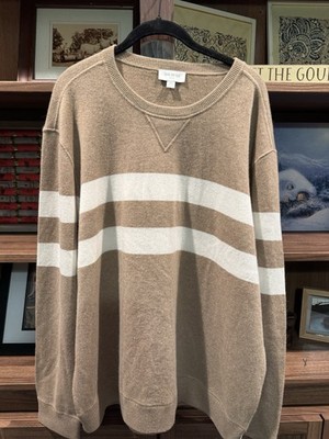 Todd Snyder Men's LUXE CASHMERE STRIPE SWEATSHIRT CAMEL US XXL