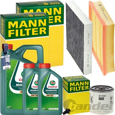 MANN INSPEKTIONSPAKET+7L CASTROL 0W-30 ÖL passend für 2.0 ECO BLUE FORD MONDEO V