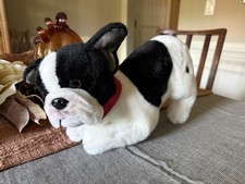 FAO Schwartz 12 Plush Boston Terrier Dog Black White Stuffed Animal So Soft