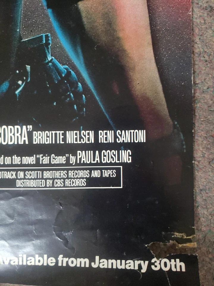 Original 1986 UK Video Store Film Poster COBRA A2 Size Rolled Sylvester Stallone - Bild 2 von 4