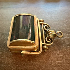 Antique Victorian Triple Opening Watch Fob Locket Spinner Carnelian/Bloodstone