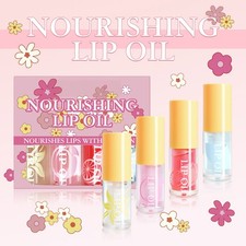 Women Girls Lip Glaze Lipgloss Fruit Flavored Nourish 4Pcs Lip Gloss Set Shiny