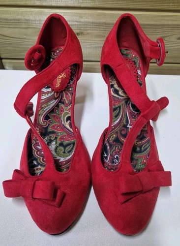 Joe Browns Damenschuhe rot mit Absatz Größe 6 T-Bar gebraucht