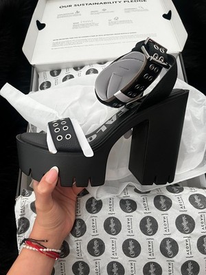 Buffalo Jalila Ankle Sandal Schwarz   Vegan | Plateau High Heels | Größe 40 Neu