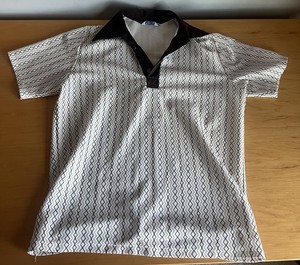 Vintage 70s Polo With Dagger Collar, White/Brown/Gold