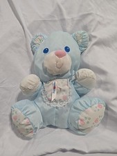 Puffalump Blue Teddy Bear Rattle Vtg Fisher-Price 1994 Hearts Lace Small 9  