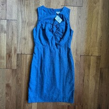 NWT J. Crew Linen Cotton Shift Dress Blue Womens Sz 4 Preppy Minimal New England