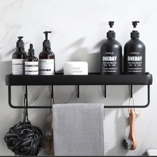 Modern Double Layer Bathroom Storage Shelves and One Towel Bar and 5 Moveable...