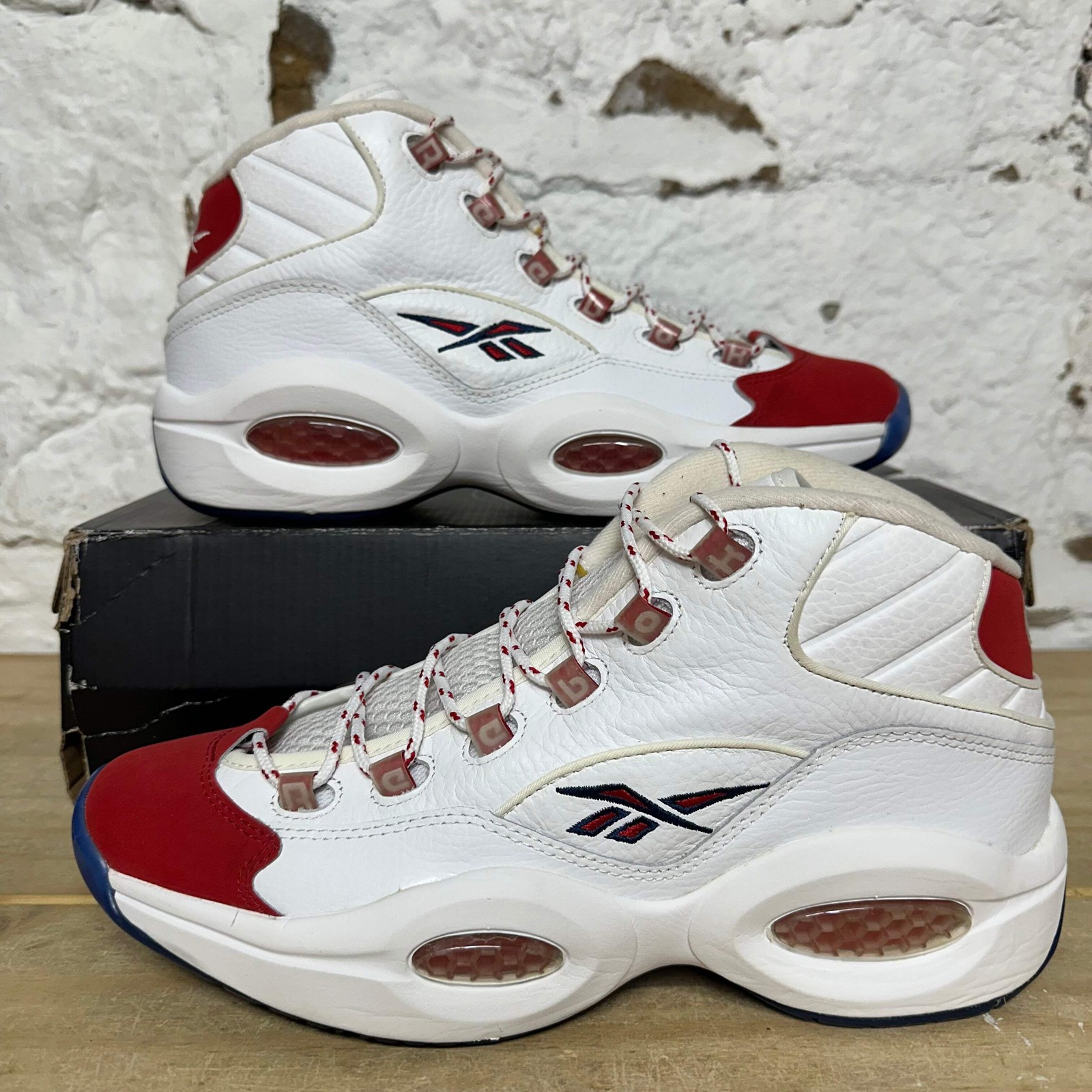 Reebok Question Mid Red Toe 75th Anniversary Men's Size 10.5 Pre-owned ...
