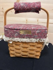 Longaberger 1995 Dresden Basket with Cloth Liner, Plastic Protector, and Lid