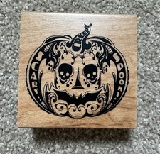 Halloween Jack O  lantern Pumpkin Wooden Rubber Stamp, 2.75  X 2.75  , New