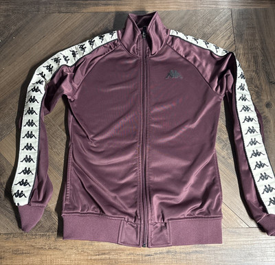 Kappa Track Jacket Youth SMALL RED Banda Logo Full Zip Athletic Top Sports