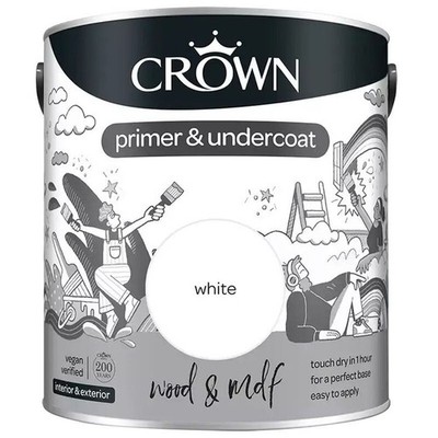 CROWN QUICK DRY WOOD MDF GRUNDIERUNG UNTERLACK WEISS | PROFESSIONELLE VORBEREITUNG